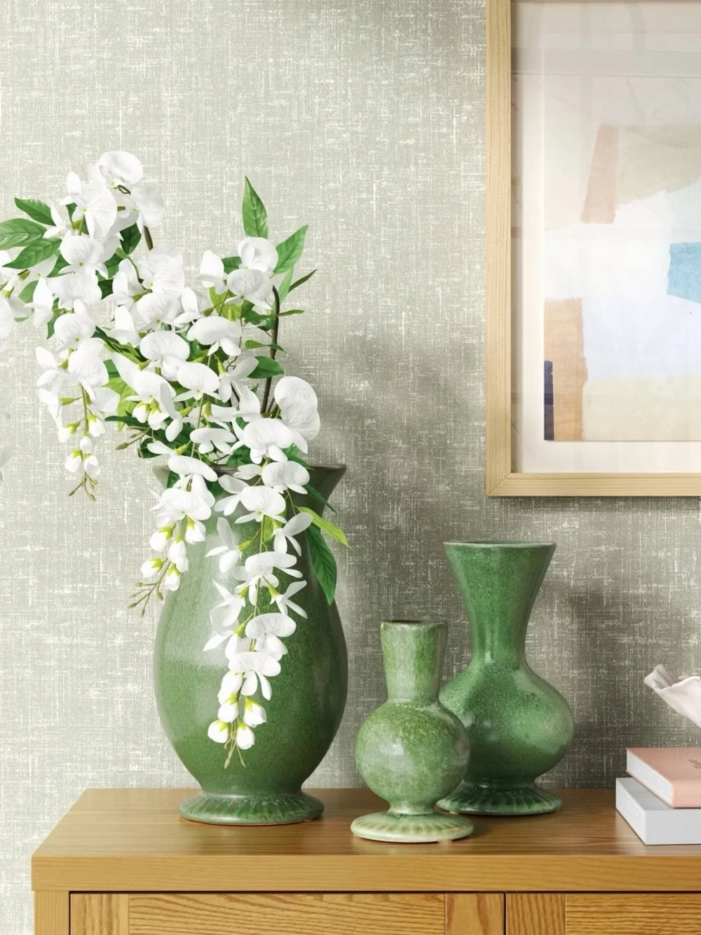 Tall Glazed Ceramic Vase Green - Threshold
